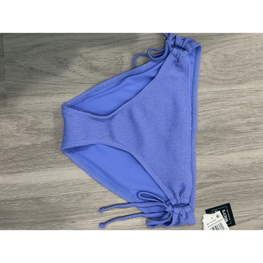 Salt + Cove 2pc Purple Metallic Ribbed Triangle Halter Bikini Set Womens XL - Picture 3 of 12